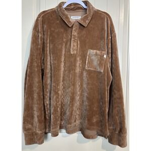 Standard/Cloth Velvet Velour Long Sleeve Polo Shirt Sz 2X Vintage Look GUC